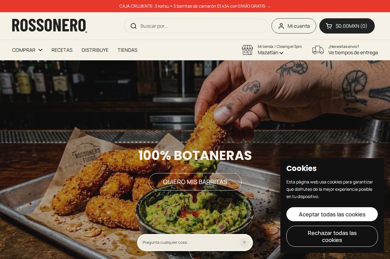 Captura del sitio publicado rossonero.mx